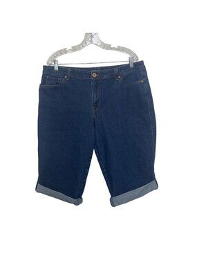 Style & Co Dark Wash Denim Skimmer Shorts Rolled Cuffs Size 16 Blue